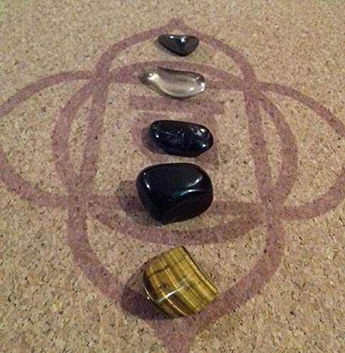 Paquete de cristales de puesta a tierra – hematita, cuarzo ahumado, turmalina negra, obsidiana y ojo de tigre piedras de vidrio – tierra y conexión con la tierra y la naturaleza – Crystal Therapy