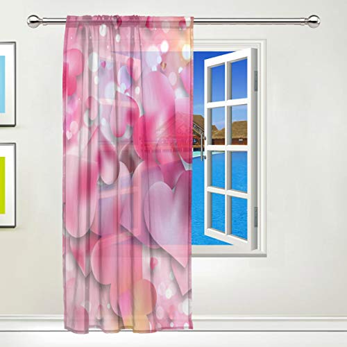 para el hogar Dormitorio Decoración de la Sala de Estar Cortina Transparente Estampado Semi Transparente Cortina de Ventana Cortinas de Tul Retro Mariquita Rosa Amor Flash Magia