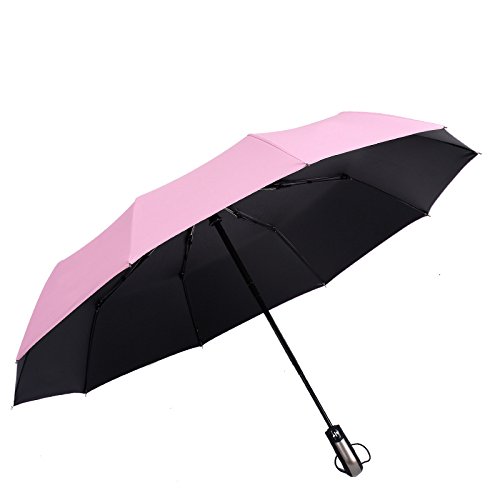 Paraguas Compacto Resistente Al Viento Paraguas Plegable Paraguas Totalmente Automático para Abrir Diez Protectores Solares De Plástico Negro Hueso, Blanco