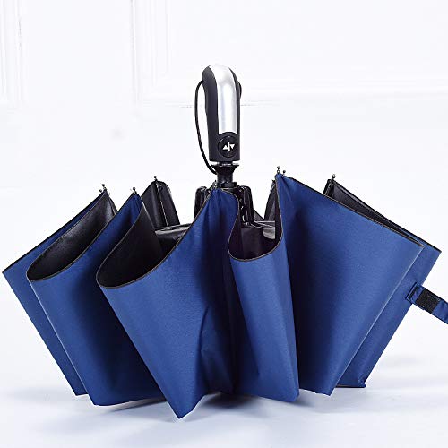 Paraguas Compacto Resistente Al Viento Paraguas Plegable Paraguas Totalmente Automático para Abrir Diez Protectores Solares De Plástico Negro Hueso, Blanco