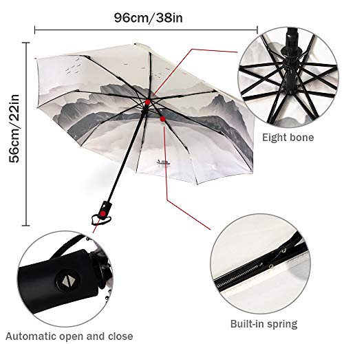 Paraguas de viaje plegable, diseño de Paisley indio, para exteriores, apertura automática, compacta a prueba de viento, para niñas/mujeres/adultos