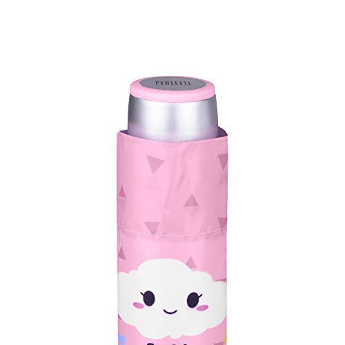 Paraguas Plegable Mujer Chica Rosa con Frases Divertidos Just Breathe - Paraguas Mini Liso Resistente Antiviento Varillas de Fibra de Vidrio - Manual - PFC FREE - Diametro 97 cm - Perletti Time (Rosa)