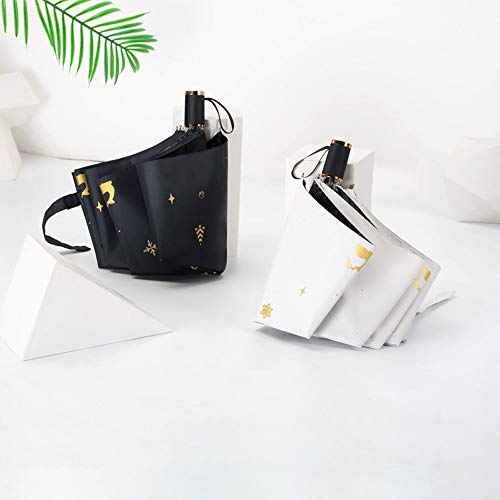 Paraguas Whippersnapper Travel Sun Rain Paraguas para Mujeres Protección UV portátil irrompible Compresa Durable (Color : Blanco, Size : Gratis)