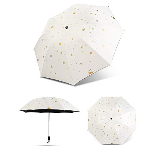 Paraguas Whippersnapper Travel Sun Rain Paraguas para Mujeres Protección UV portátil irrompible Compresa Durable (Color : Blanco, Size : Gratis)