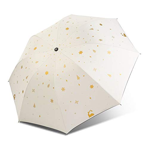Paraguas Whippersnapper Travel Sun Rain Paraguas para Mujeres Protección UV portátil irrompible Compresa Durable (Color : Blanco, Size : Gratis)