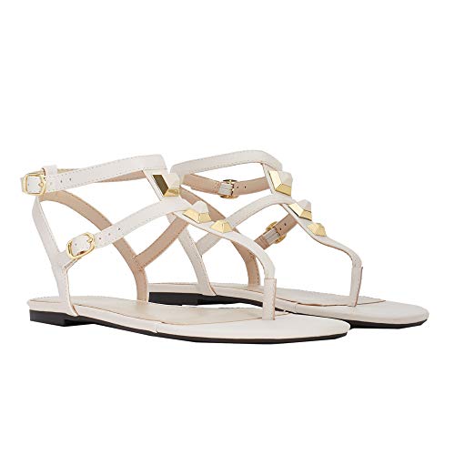Parfois - Sandalias Planas con Tachuelas - Mujeres - Tallas 39 - Branco Fosco