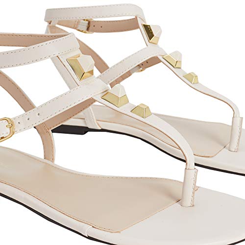 Parfois - Sandalias Planas con Tachuelas - Mujeres - Tallas 39 - Branco Fosco