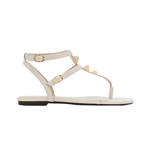 Parfois - Sandalias Planas con Tachuelas - Mujeres - Tallas 39 - Branco Fosco