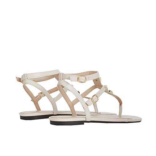 Parfois - Sandalias Planas con Tachuelas - Mujeres - Tallas 39 - Branco Fosco