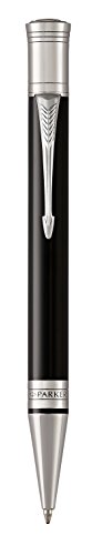 Parker Duofold Classic, bolígrafo de color negro con adornos acabados en paladio, punta mediana y tinta negra