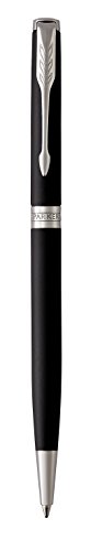 Parker Sonnet - Bolígrafo fino (lacado en negro mate, con adorno acabado en paladio y punta media, en estuche)