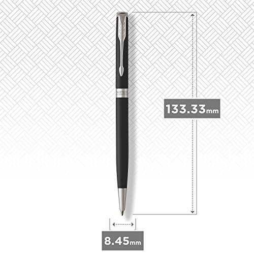 Parker Sonnet - Bolígrafo fino (lacado en negro mate, con adorno acabado en paladio y punta media, en estuche)