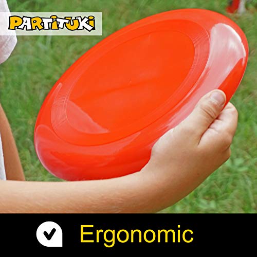 Partituki Pack de 3 Discos Voladores para Niños Muy Fáciles de Sujetar. Mucho más Seguros Que los Frisbees Estándar. Anillos Voladores para Niños