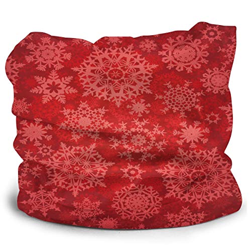 Pasamontañas con diseño de copos de nieve rojos para niños, protección UV, protección para el cuello, resistente al viento, multifunción, para niños y niñas