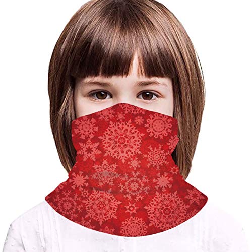 Pasamontañas con diseño de copos de nieve rojos para niños, protección UV, protección para el cuello, resistente al viento, multifunción, para niños y niñas