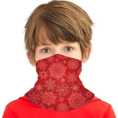 Pasamontañas con diseño de copos de nieve rojos para niños, protección UV, protección para el cuello, resistente al viento, multifunción, para niños y niñas
