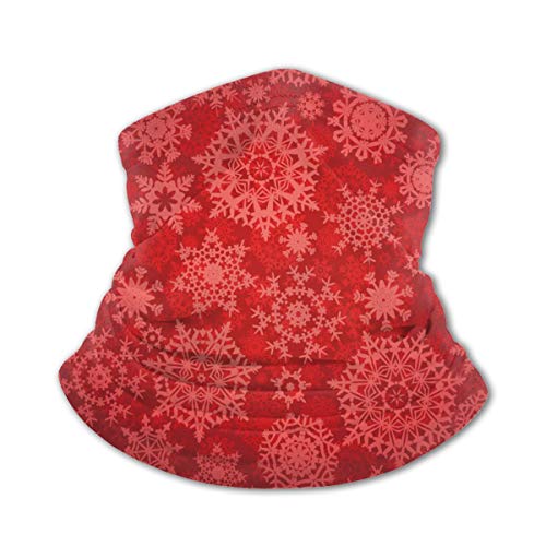 Pasamontañas con diseño de copos de nieve rojos para niños, protección UV, protección para el cuello, resistente al viento, multifunción, para niños y niñas