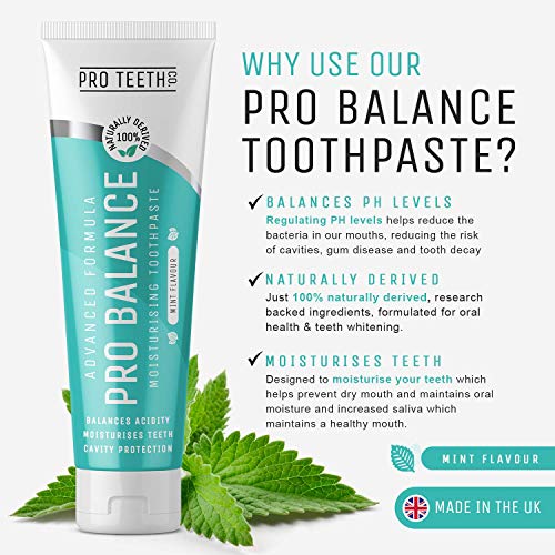 Pasta de Dientes de Fórmula Avanzada - Protección Contra la Carie, Equilibra la Acidez Oral, Hidrata los Dientes - Sabor a Menta - Boca antiseca - Hecho en el Reino Unido por Pro Teeth Whitening