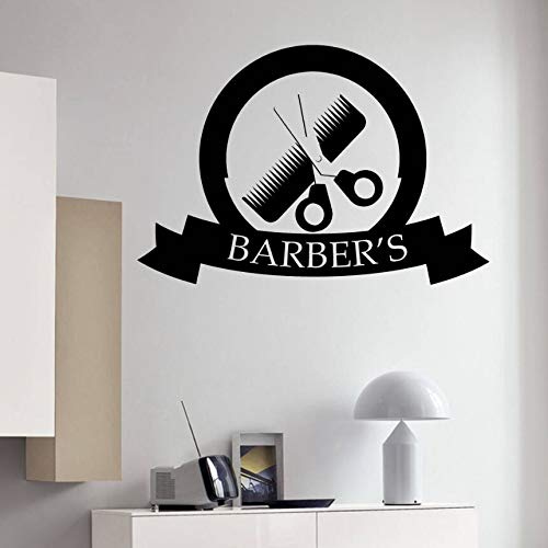 Patrón Pegatinas de Pared Voleibol Movable Mural Belleza Herramientas de peluquería Peine Tijeras Pelo de Peluquero 83X57Cm