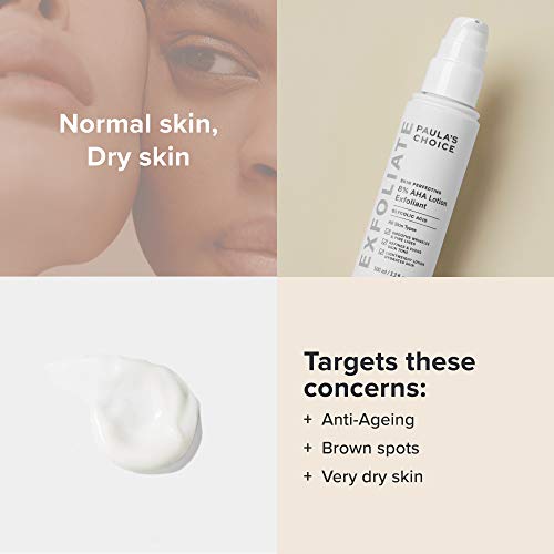 Paula’s Choice Skin Perfecting 8% AHA Loción Exfoliante - Peeling Facial Antiarrugas y Combate las Manchas - con Ácido Glicólico - Pieles Normales a Secas - 100 ml