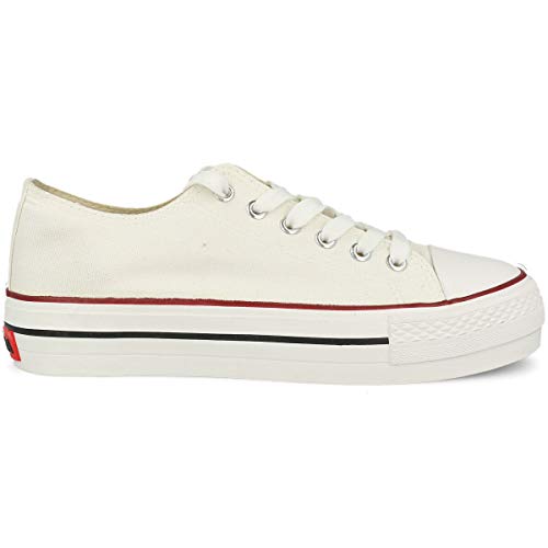 PAYMA - Zapatillas Botas de Lona para Mujer y Hombre. Bambas Playeras de Deporte Casual Caminar. Piso Doble y Sencillo. Negras Blancas Rojas