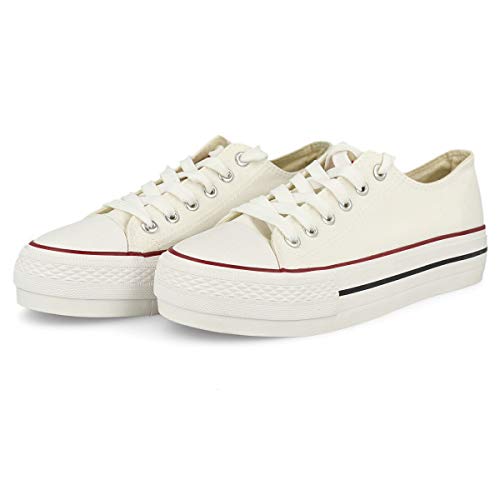 PAYMA - Zapatillas Botas de Lona para Mujer y Hombre. Bambas Playeras de Deporte Casual Caminar. Piso Doble y Sencillo. Negras Blancas Rojas