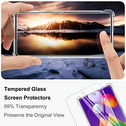 Peakally Funda Samsung Galaxy M31s + [2 Pack] Cristal Templado Protector de Pantalla, Carcasa Samsung Galaxy M31s Silicona TPU Ultrafino Móvil Case - Transparente
