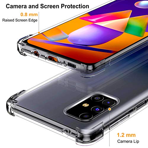 Peakally Funda Samsung Galaxy M31s + [2 Pack] Cristal Templado Protector de Pantalla, Carcasa Samsung Galaxy M31s Silicona TPU Ultrafino Móvil Case - Transparente