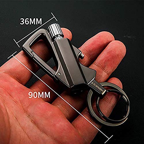 Pedernal Fósforos de metal Encendedores Abrebotellas Llavero de coche Encendedor rellenable de keroseno Regalo Al aire libre Equipo de emergencia para salvar vidas（El queroseno no incluye） (Negro)