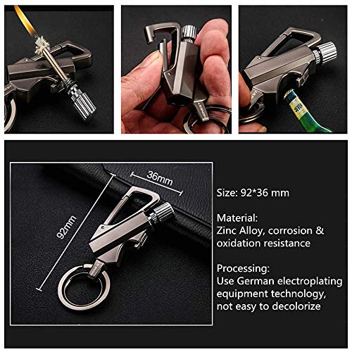 Pedernal Fósforos de metal Encendedores Abrebotellas Llavero de coche Encendedor rellenable de keroseno Regalo Al aire libre Equipo de emergencia para salvar vidas（El queroseno no incluye） (Negro)