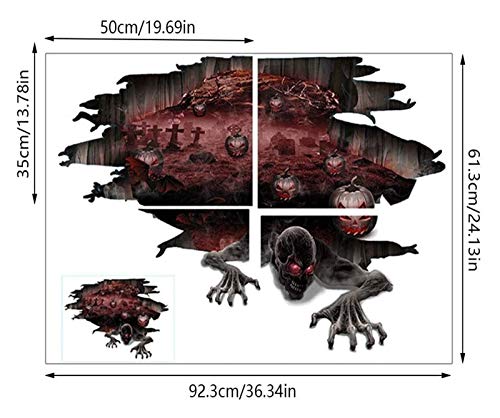 Pegatina de Halloween planta de calabaza esqueleto ventana 3D o el horror de la pared 4pcs apoyos de la etiqueta engomada de la pared de horror de Halloween * 35 * 50cm (estilo 1), color: Estilo 1