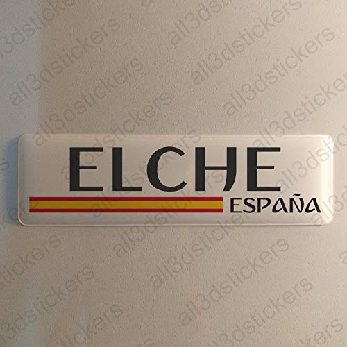 Pegatina Elche España Resina, Pegatina Relieve 3D Bandera Elche España 120x30mm Adhesivo Vinilo