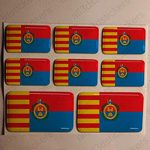 Pegatinas Elche España Resina, 8 x Pegatinas Relieve 3D Bandera Elche España Adhesivo Vinilo