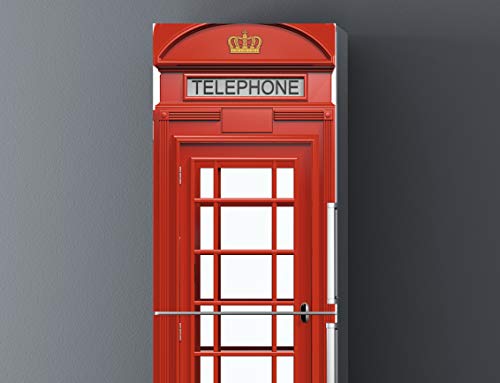 Pegatinas Vinilo para Frigorífico Cabina telefonos Londres | Varias Medidas 185x60cm | Adhesivo Resistente y de Fácil Aplicación | Pegatina Adhesiva Decorativa de Diseño Elegante