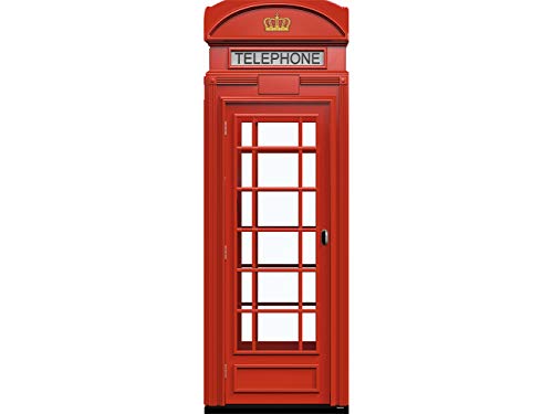 Pegatinas Vinilo para Frigorífico Cabina telefonos Londres | Varias Medidas 185x60cm | Adhesivo Resistente y de Fácil Aplicación | Pegatina Adhesiva Decorativa de Diseño Elegante