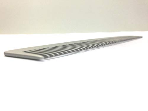 Peine de bolsillo Swedish Crown de aluminio, 13 cm (antiestático) peine de metal, dientes finos y anchos, peine para barba, peine para hombre en acabado de salón (2205_A)
