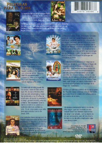 PELICULAS PARA EL ALMA 10 PACK:EL NINO Y LA ESTRELLA/ROSAS BLANCA PARA MI HERMANA NEGRA/JESUS MARIA Y JOSE/SAN FRANCISCO DE ASIS/UNA MAESTRA INOLVIDABLE/EL PECADO DE ADAN Y EVA/JESUS EL NINO DIOS/LA VIRGEN DE GUADALUPE/SAN IGNACIO DE LOYOLA/HIPOLITO EL DE