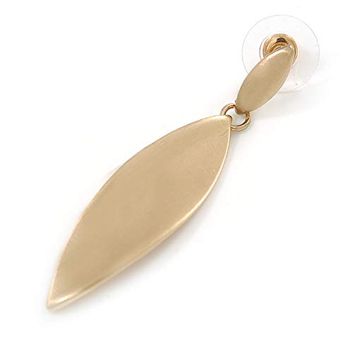 Pendientes de gota en forma de hoja trenzada modernos en tono dorado satinado – 50 mm de alto