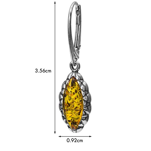 Pendientes de plata de ley ámbar estilo victoriano Marquesa