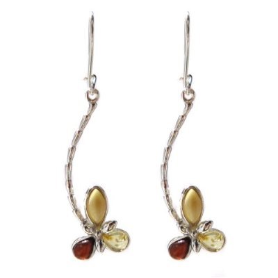 Pendientes de plata de ley ámbar multicolor