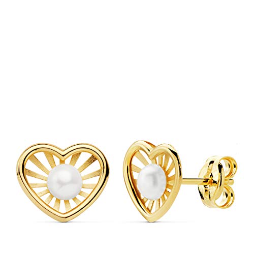 Pendientes niña Comunión Chloe Oro 18K Corazón 9x7mm