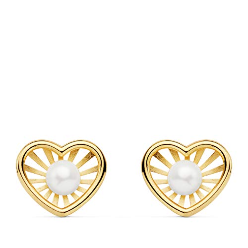 Pendientes niña Comunión Chloe Oro 18K Corazón 9x7mm