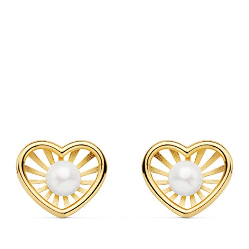 Pendientes niña Comunión Chloe Oro 18K Corazón 9x7mm