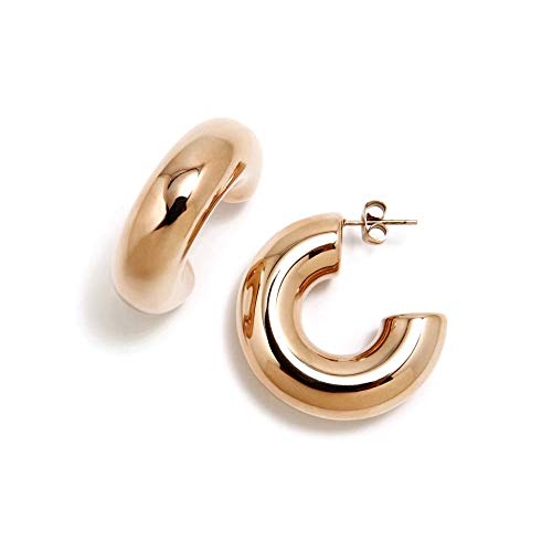 Pendientes Pertegaz colección Criollas 31mm. aros gruesos tono rosado lisos cierre presión