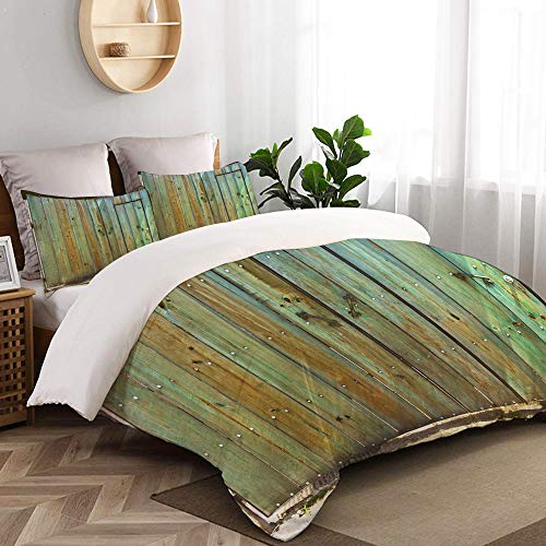 PENGTU Bedding Juego de Funda de Edredón,Antigua Puerta de Madera rústica Fecha Toscana Entrada de la casa Textura Antigua fotografía，Microfibra Funda de Nórdico y Fundas de Almohada - 140 x 200cm