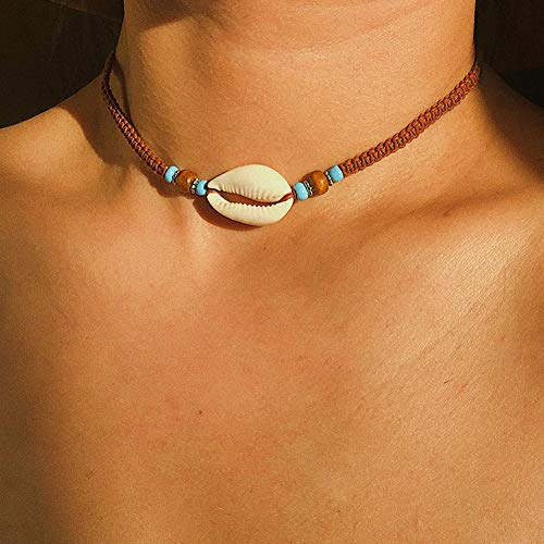 pengyu- - Gargantilla ajustable de cuerda trenzada para mujer bohemia, collar, collares - marrón