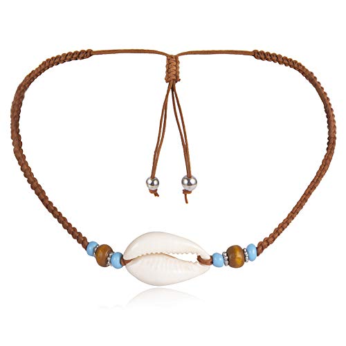 pengyu- - Gargantilla ajustable de cuerda trenzada para mujer bohemia, collar, collares - marrón