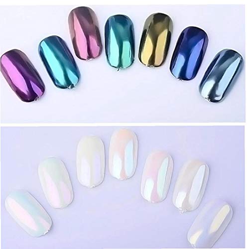 Perla Del Polvo De Uñas Efecto Del Espejo Del Arco Iris Del Brillo Del Arte Uñas De Manicura Pigmento Metálico De Cromo Para La Mujer