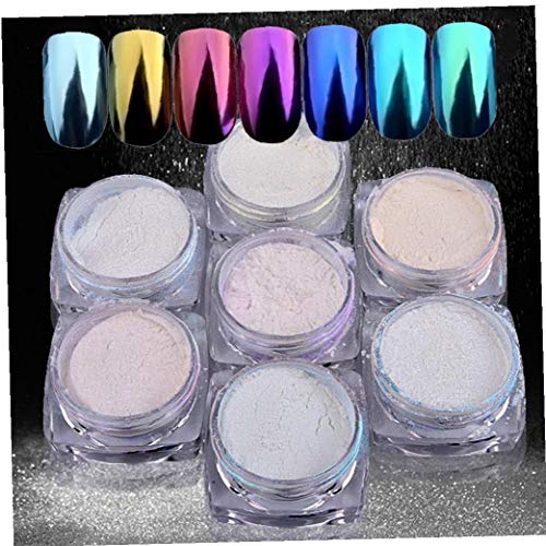 Perla Del Polvo De Uñas Efecto Del Espejo Del Arco Iris Del Brillo Del Arte Uñas De Manicura Pigmento Metálico De Cromo Para La Mujer