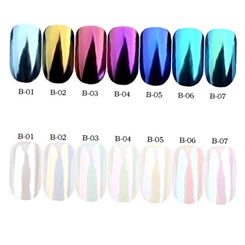 Perla Del Polvo De Uñas Efecto Del Espejo Del Arco Iris Del Brillo Del Arte Uñas De Manicura Pigmento Metálico De Cromo Para La Mujer